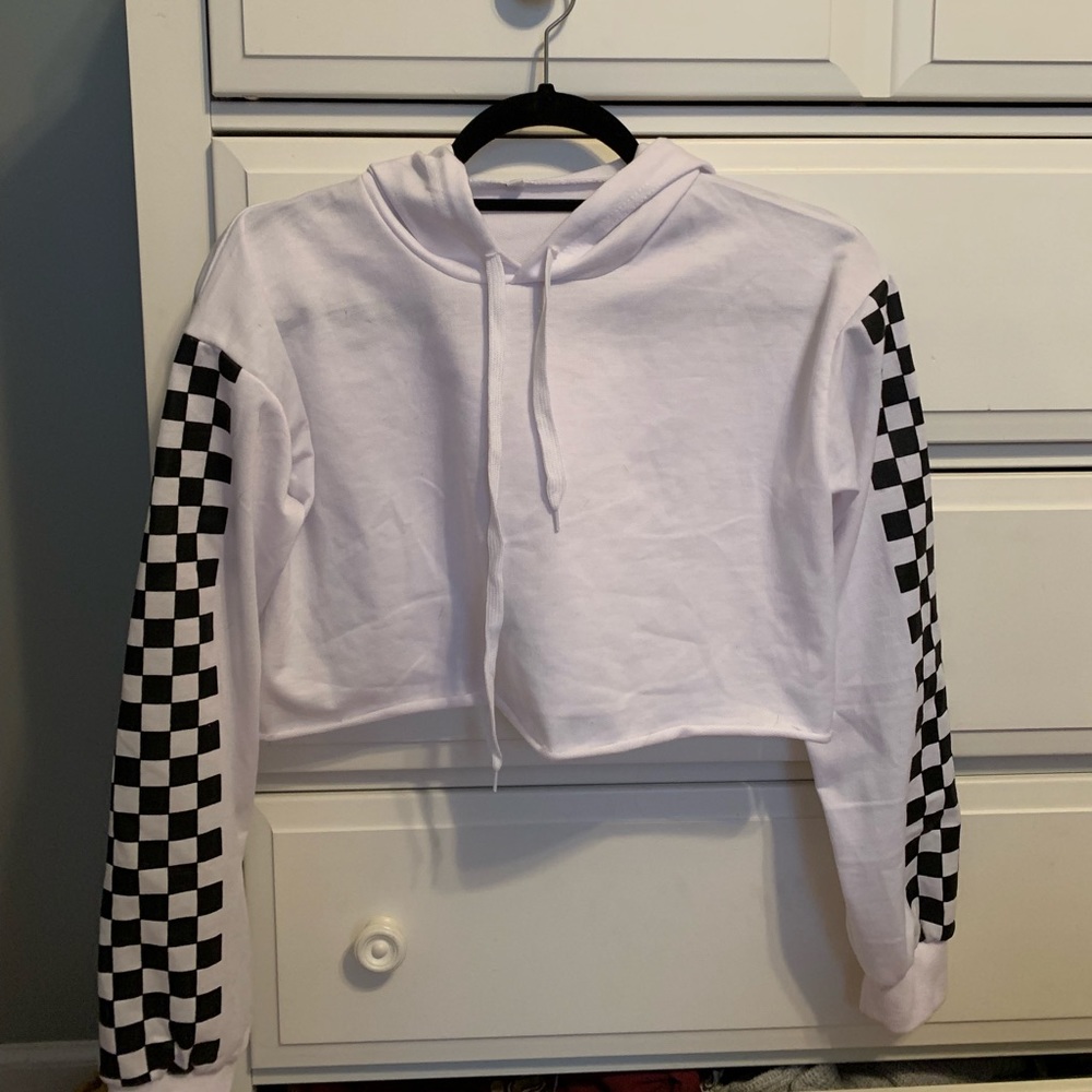 Cropped checkered hoodie